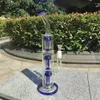 Blaue Glas-Wasserpfeifen mit Matrix-Reifen-Perc-Arm-Baum-Perkolator-Bong-Wasserpfeifen-Recycler-Fab-Ei-Öl-Dab-Rig-Bubbler-Raucher-Eisfänger-Zubehör