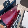 22Ss Borsa da donna in lana con doppia patta scozzese trapuntata intrecciata a mano Hardware dorato Abbigliamento in pelle in metallo Tracolle a catena Designer di lusso Borse a tracolla da donna Borse