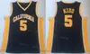 NCAA College California Golden Bears Basketball 5 Jason Kidd Jersey 유니폼 스포츠 팬을위한 모든 스티치 통기성 면화 팀 컬러 Navy Blue University