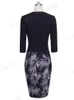 Casual jurken NICE-PROVERVER EEN-PIEBE FAUX JAAG Vintage elegante patronen Werk jurk kantoor bodycon vrouw 3/4 mouw schede vrouwen b237casu