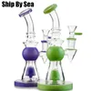 Heady Glass Ship By Sea Short Nect Boquilla Hookahs 14 mm Articulación hembra con cabezal de ducha Perc Oil Rig Water Bongs Pyramid Design Glass Bong Dab Rigs XL275