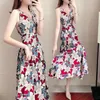 Sukienki swobodne Kwiatowy sukienka z zawieszeniem 2022 Kobiety wiosna lato szyfonowy długa kobieta w dekolcie bez rękawów bohemia seksowna W2772casual