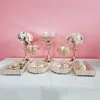 Other Bakeware 3pcs-11pcs /lot Square Crystal Gold European-Style Wedding Props Three-Layer Snack Stand Metal Cake