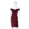 Cnyishe Velvet van het schouderfeest Dres Fashion Sexy Slim Bodycon Slash Neck Dres Velvet Dresses Vestidos 220509