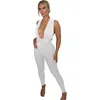 Partihandel Sexiga Jumpsuits Sommar Kvinnor Deep V Neck Rompers Solid Backless Jumper Suits Skinny Bodycon Bodysuit Party Night Club Wear 7260