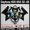 Zestaw ramowy dla Daytona 650 600 cm3 02 03 04 05 Bodywork 7dh.2 Cowling Daytona 600 Daytona650 2002 2003 2004 2005 Body Daytona600 02-05 Motocykl Rairing Błyszczący czarny czarny czarny czarny