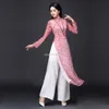 Vêtements ethniques Aodai Vieam Cheongsam Qi Pao Robe chinoise pour femmes traditionnelles en coton et lin floral élégant Ao Dai Oriental Qipaoethnique