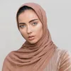 Nouvelle couleur unie Hijab écharpe plissée TR coton foulard musulman pour les femmes bandeau islamique Long Pashmina