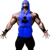 Sweatshirt Gymkläder Mens Bodybuilding Hooded Tank Top Cotton Sleeveless Vest Fitness Workout Sportwear Tops Man 220629