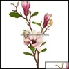 Fiori decorativi Ghirlande Forniture per feste festive Giardino domestico Rinlong Magnolia artificiale Seta Gambo lungo Decorazione autunnale Fiore per vaso alto D