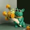 Statue de bouledogue français pour décoration fraîche maison chambre Couples cadeaux fleur Vase Art Sculpture chien 220617