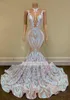 Zwarte Meisjes Sparkly Pailletten Lange Prom Jurken 2022 Sexy Sheer O Neck Mermaid Afrikaanse Vrouwen Gala Avond Party Jurken Gewaden jurk