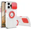 Transparent ringhållare Telefonfodral med linsskyddsreglage för iPhone 14 Pro Max 13 12 11 XR XS 8 7 Plus Färgglad täckning av stötbeständig anti -droppe