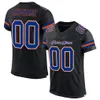 Custom Black Light Blue-White Mesh Authentic Football Jersey