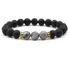 7 braccialetti Chakra uomini Bracciale in pietra di lava nera Bracciale in perline di pietra di lava per le donne Regalo di Natale