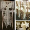 10st White Chair Sashes Modern Lace Bow Tie Band för Wedding Table Runner Decoration Party Banket Supplies 18x275cm 220514