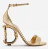 designer bags Keira Sandals Shoes For Women Polished Calfskin Baroquel Heels Patent Leather Lady Gold-plated Carbon Gladiator Sandalias good