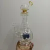 Yellow 16 inch Thick Glass Water Bong Hookahs with Spring Pipes Recycler 14 mm female Joint Smoking Pipes