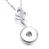 Fahion Silver Snap Button Charms Jewelry Rhinestone Round Shape Shape Pendant Fit 18mm أزرار الأزرار قلادة للنساء Noosa