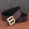 Bälten högkvalitativ bokstav Slide Buckle B Men Brand äkta läderdesigner Balck Midjeband Male Case Ceinture Homme CoffeeBelts267i