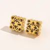 18K Gold Plated Luxury Brand Designers High Quality Plated Luxury Brands Letters Ear Stud Steel Flower Geometric Famous Women Steel Seal Prin9522496