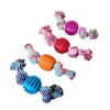 Animaux de compagnie chien corde jouets à mâcher forme de boule d'os animaux de compagnie jouant noeud jouet coton dents nettoyage jouets pour petit chien 4 couleurs