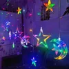 Star Moon Fairy Light Candle Snowflake Garland 3.5m Startain String Lights لغرفة النوم حديقة داخلية في الهواء الطلق زخرفة ضوء عيد الميلاد