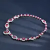 Zincirler Vintage Ruby Elmas Kolye% 100 Gerçek 925 STERLING Silver Party Düğün Kolye Kadınlar Gelin Nişan Mücevheratlar