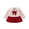 Clothing Sets Spring Girls Sailor Skirt 2pcs Set Pleated Jk Uniform Embroidered Princess Style Dress 1-6 Years
