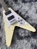 China Electric Guitar Flying V Style Mahogny Body and Neck Hand Made Old Mild Yellow Color