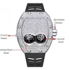 Wholale Men Fashion Diamond Watch Bling-Ed Iced Out Case Silicone Strap Luxury Quartz Watch for Mens Montre