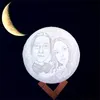 Customized 3D Print Moon Lamp Colors Change USB Rechargeable Night Light TouchRemote Control Valentines Day Gift 220623
