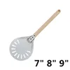 Pizza Turning small Peel Paddle Short round Tool Non Slip wooden Handle 7 8 9 inch Perforated Shovel Aluminum 220815