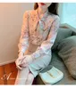 Camicette da donna Camicie Raso da donna Casual Splicing Papillon Estate moda coreana Top a maniche lunghe allentato da donna