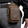 Waist Bags Men Genuine Leather Fanny Pack Cell Phone Cigarette Key Case Coin Purse Pouch Hip Bum Belt Hook BagWaist BagsWaist