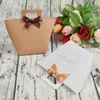 Confezione regalo 50 pezzi Bianco abbronzante "Grazie" Scatola di caramelle di carta kraft con sacchetto di imballaggio a nastro Bomboniera Decorazione di compleanno di nozze Regalo