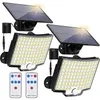 Solar Street Light Outdoor 106 LED Sensore di movimento super luminoso Solars Lampada da parete da giardino a LED a forte potenza IP65 Impermeabile 3 modalità di lavoro