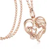 Pendant Necklaces Women 585 Rose Gold Color Mother Baby Shaped Cubic Zircon Heart Gift Optioanl Necklace Chains JewelryPendant