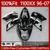 Carenature per stampi ad iniezione per HONDA Blackbird CBR1100 CBR 1100XX 1100 XX CC 96-07 114No.92 CBR1100XX Nero argento 96 97 98 99 00 01 02 03 04 05 06 07 1100CC 1996 2007 Corpo