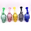 Colorful Glass Smoking Hookahs Skull Head Oil Burner Bubblers