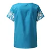 女性のためのブラウスドレッシーエレガントな夏のカジュアルスタイルサマーラウンドネックレーストリムフローラルプリントシャツ短袖トップミュージャーL220705