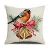 Taie d'oreiller Housse de coussin de Noël Peinture simple Housses de coussin imprimées 18x18 pouces Décorations de Noël Bougie Oiseau Fleur Taie d'oreiller en lin 220714