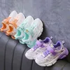 Малыш малыш дети фиолетовые апельсиновые кроссовки мальчики для девочек воздушная сетчатая сетка дышащая повседневная папа теннисная спортивная обувь Новая 2020 осенняя обувь G220527