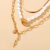 Chokers skiktade pärlpärlor Chokerhalsband för kvinnor Trendiga tjocka kedjor Tasselhalsband Set 2022 Fashion Jewelry On Neck Collar Giftschok