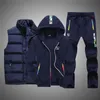 Tute da uomo Tuta da uomo Inverno Abbigliamento da uomo Set da uomo 3 pezzi Gilet con cappuccio Set Cerniera in pile Pantaloni sportivi sportivi da uomo Tuta da uomo 220826