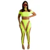 2022 Fall Womens Plus Size Jumpsuits Designer Rompers Sexy Mesh Long Sleeve Splicing Sheer Pants See Through Leggings