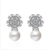 Boucles d'oreilles en argent Sterling pur 925 pour femmes accessoires de perles pierres de cristal Super brillantes luxe CZ Fine JewelryStud Mill22
