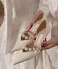 Hochzeitskleid – Aurelie-Kleid, Sandalen, Pumps, Sommermarken, Perlenriemen, High Heels, spitze Zehenpartie, Nude, Weiß, Schwarz, Lackleder, Luxus-Walking