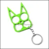 Keychains Accessoires de mode Cat oreille mtifonction doigt le doigt m￩talle de cl￩s en or noir cha￮ne cl￩s de cl￩ ext￩rieure anneau d'auto-d￩fense Keychain Drop D