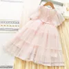 Enfants dentelle tulle gâteau robes filles perles nœuds papillon paillettes gaze robe de princesse 2022 été enfants fête d'anniversaire vêtements4194165